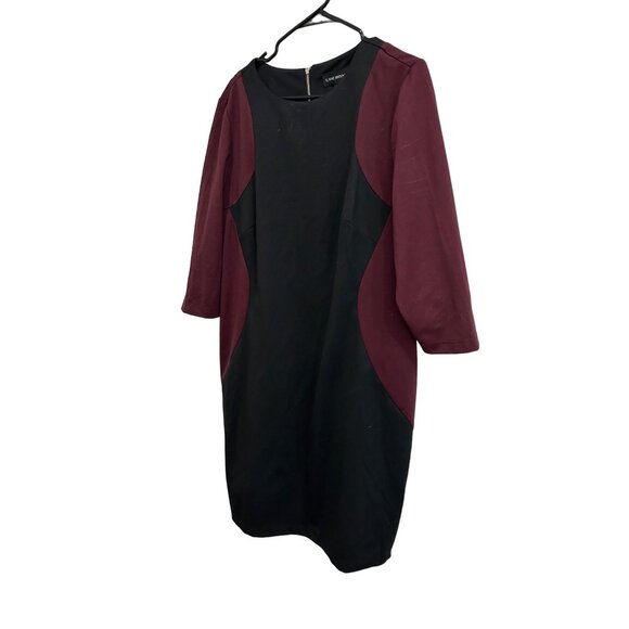Lane Bryant Womens Colorblock Dress Black Burgundy 3/4 Sleeve Sz 16 - Picture 3 of 9